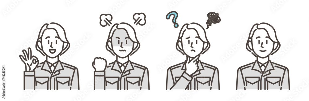 Female Worker Emotions and Poses Set (Vector Illustration Material) Female Worker Emotions and Poses Set (Vector Illustration Material)