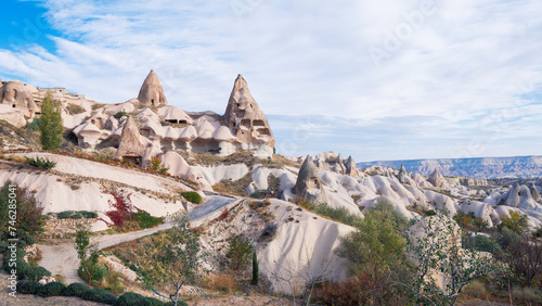 Cappadocia landscape with chimneys and rock formation- Turkey