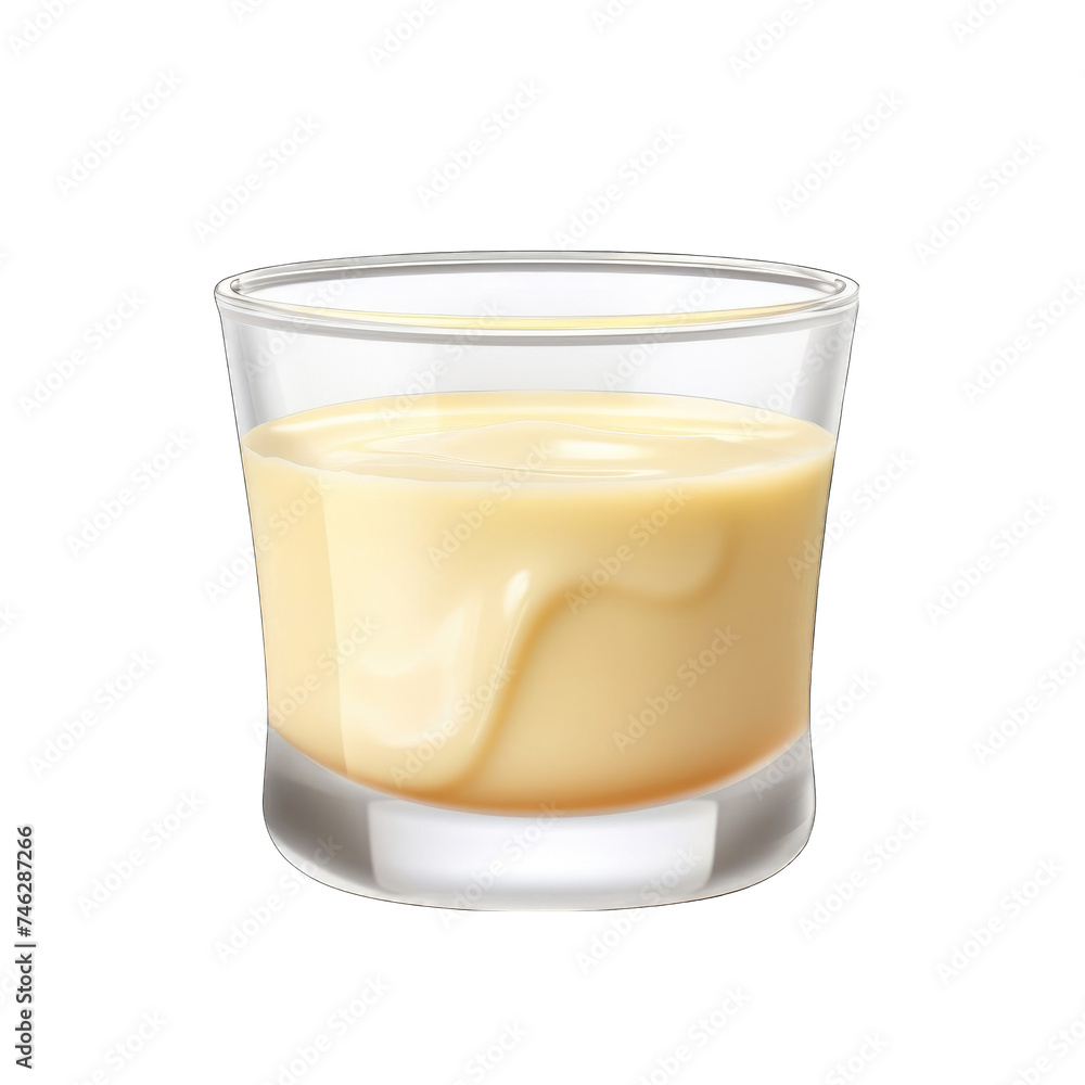 Condensed Milk with glass bowl on front view png Condensed Milk with glass bowl on front view png