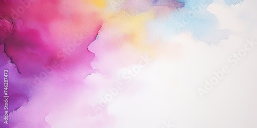 colorful watercolour canvas background,pink yellow orange red blue cyan green watercolor paint background . banner