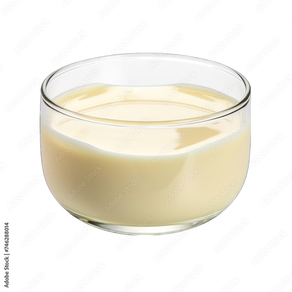 Condensed Milk with glass bowl on front view png Condensed Milk with glass bowl on front view png