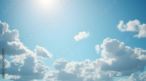 Blue sky background border, Seamless cloudy blue sky, ground spherical panoramas as a sky dome, blue sky background with clouds, clouds, Generative AI photo