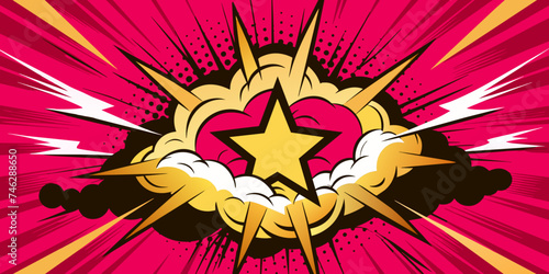 Vintage retro comics explosion cover book design with light and dots. with copy space.