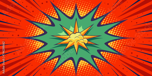 Vintage retro comics explosion cover book design with light and dots. with copy space.