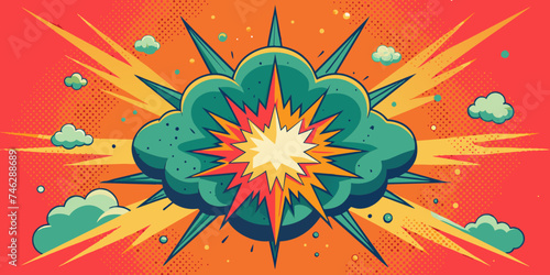 Vintage retro comics explosion cover book design with light and dots. with copy space.