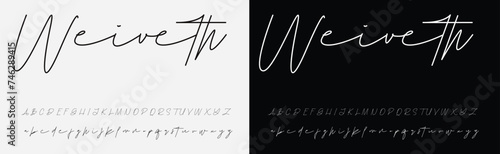 Handmade vector calligraphy tattoo alphabet with numbers