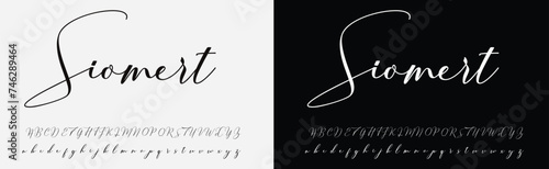 Handmade vector calligraphy tattoo alphabet with numbers