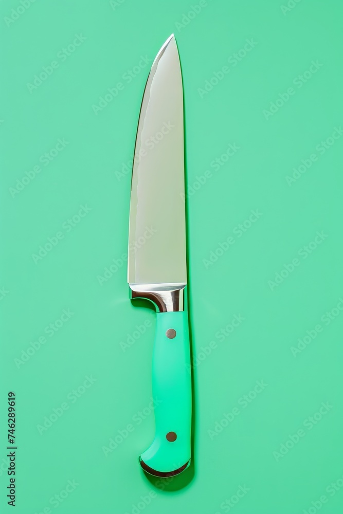 Top view of turquoise knife with turquoise handle and turquoise smooth bottom, vintage, old Top view of turquoise knife with turquoise handle and turquoise smooth bottom, vintage, old