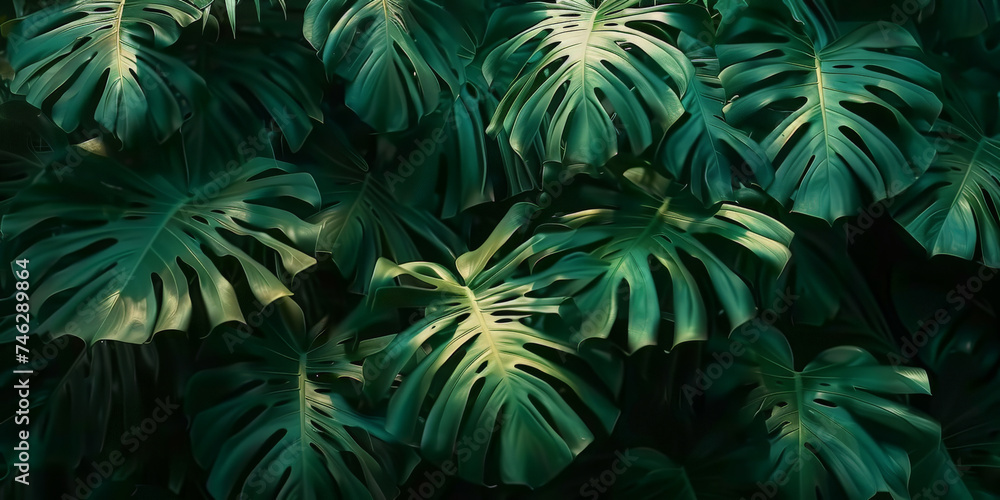 green leaves background,green tropical leaves, green Monstera plant leaves, banner green leaves background,green tropical leaves, green Monstera plant leaves, banner