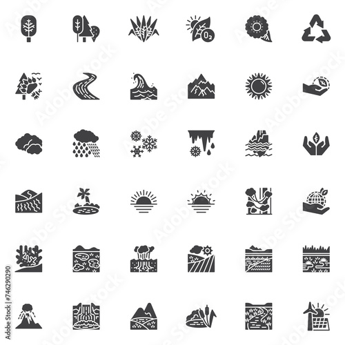 Environment and nature vector icons set
