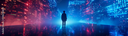 Stampa su tela A neon-noir film featuring a detective unraveling a kerfuffle in a futuristic so