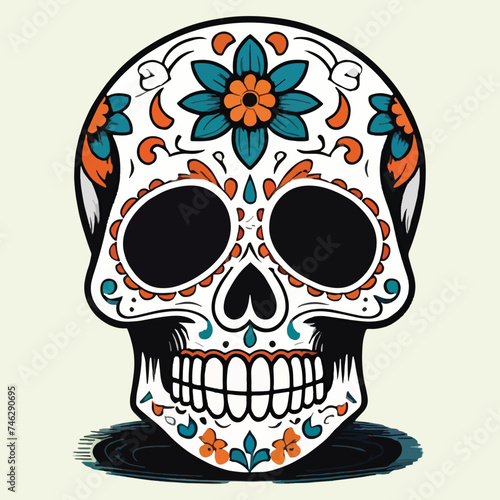 skull with day of the dead motif