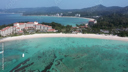 Okinawa busena terrace beach 4K aerial video