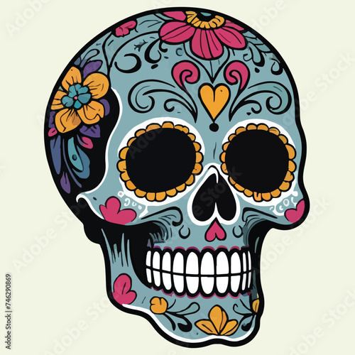 skull with day of the dead motif