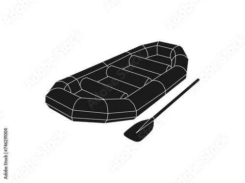 Rubber boat silhouettes icon set. Inflatable rubber motor boat glyph icon. Rubber Boat for Fishing. A simple set of lifeboat vector icons for web design on a white background.