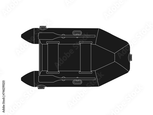 Rubber boat silhouettes icon set. Inflatable rubber motor boat glyph icon. Rubber Boat for Fishing. A simple set of lifeboat vector icons for web design on a white background.