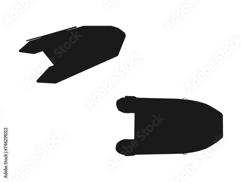 Rubber boat silhouettes icon set. Inflatable rubber motor boat glyph icon. Rubber Boat for Fishing. A simple set of lifeboat vector icons for web design on a white background.
