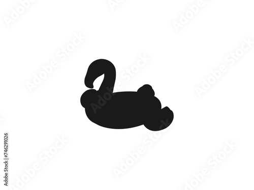 flamingo inflatables icon. summer beach vacation holidays sport fun activity. Silhouette of ring rubber. design for web and app. Black isolated icon of duck ring rubber on white background.