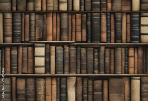 Antique Bookshelf Filled with Vintage Books