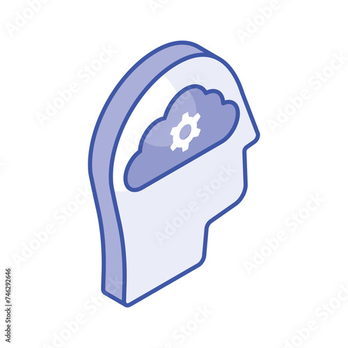 Get this beautiful isometric icon of cloud setting in trendy style