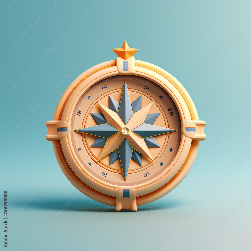 compass 3d clay icon toy