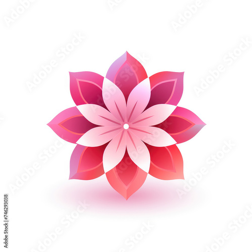 abstract flower logo minimal geometric vector graphic solid pink color white background no gradient shading