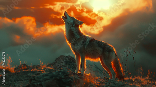 Coyote, harbinger of the multiverse, howls songs that weave through the fabric of space-time, a cosmic troubadour