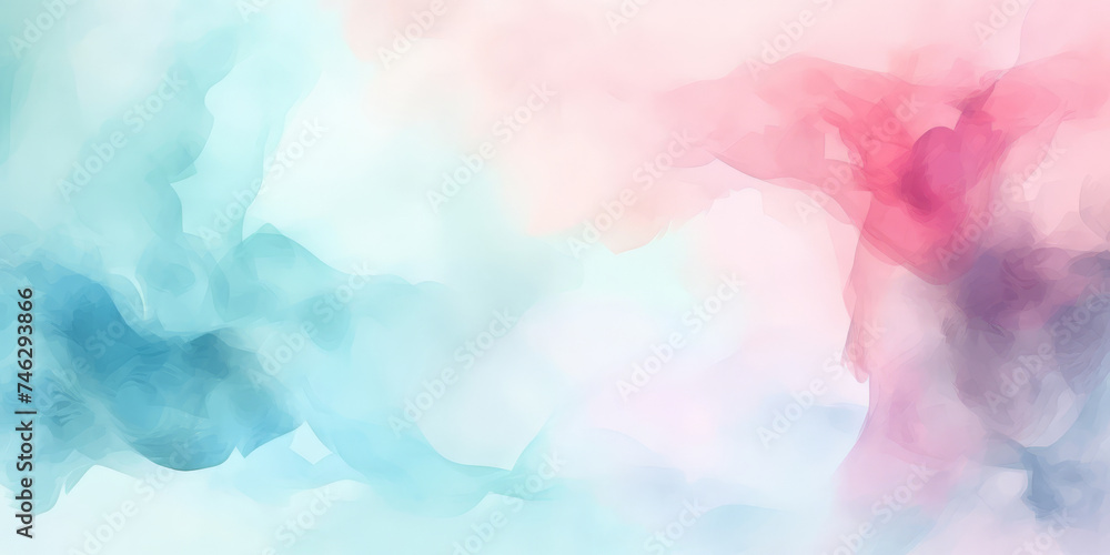  pale blue and pink watercolor background , Watercolor painted canvas background. banner
