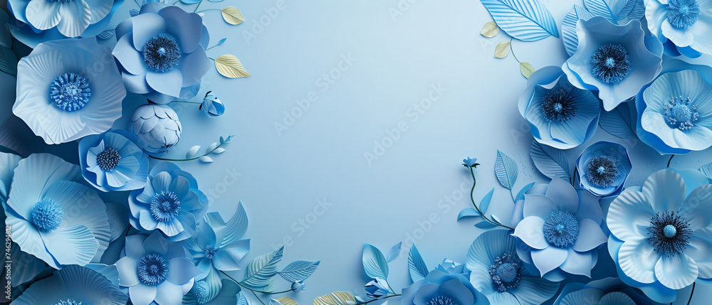 Blue paper background with copy space.