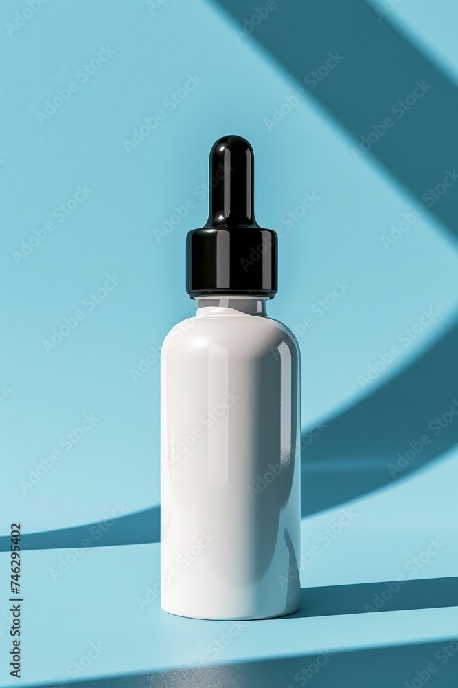 blank white cosmetic dropper bottle with a black lit - minimalist mockup template blank white cosmetic dropper bottle with a black lit - minimalist mockup template
