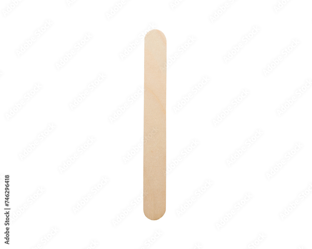 One (1) tally marks symbol made from wooden popsicles stick isolated on white background with clipping path. Education and learning concept. One (1) tally marks symbol made from wooden popsicles stick isolated on white background with clipping path. Education and learning concept.