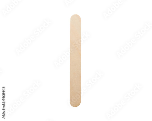 One (1) tally marks symbol made from wooden popsicles stick isolated on white background with clipping path. Education and learning concept.