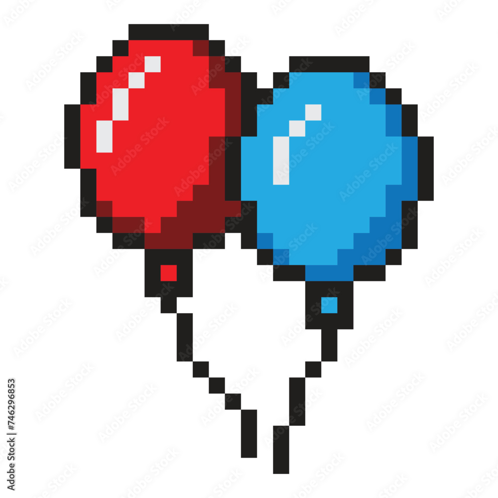 Fototapeta premium Balloon pixel art vector illustration