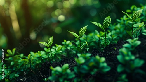 A graph made of lush green vines with leaves increasing in size along the upward trend symbolizing organic financial growth
