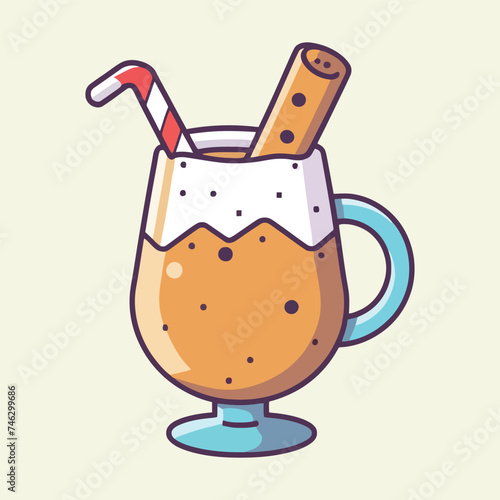 Cute Eggnog simple minimalism flat color vector sketch illustration