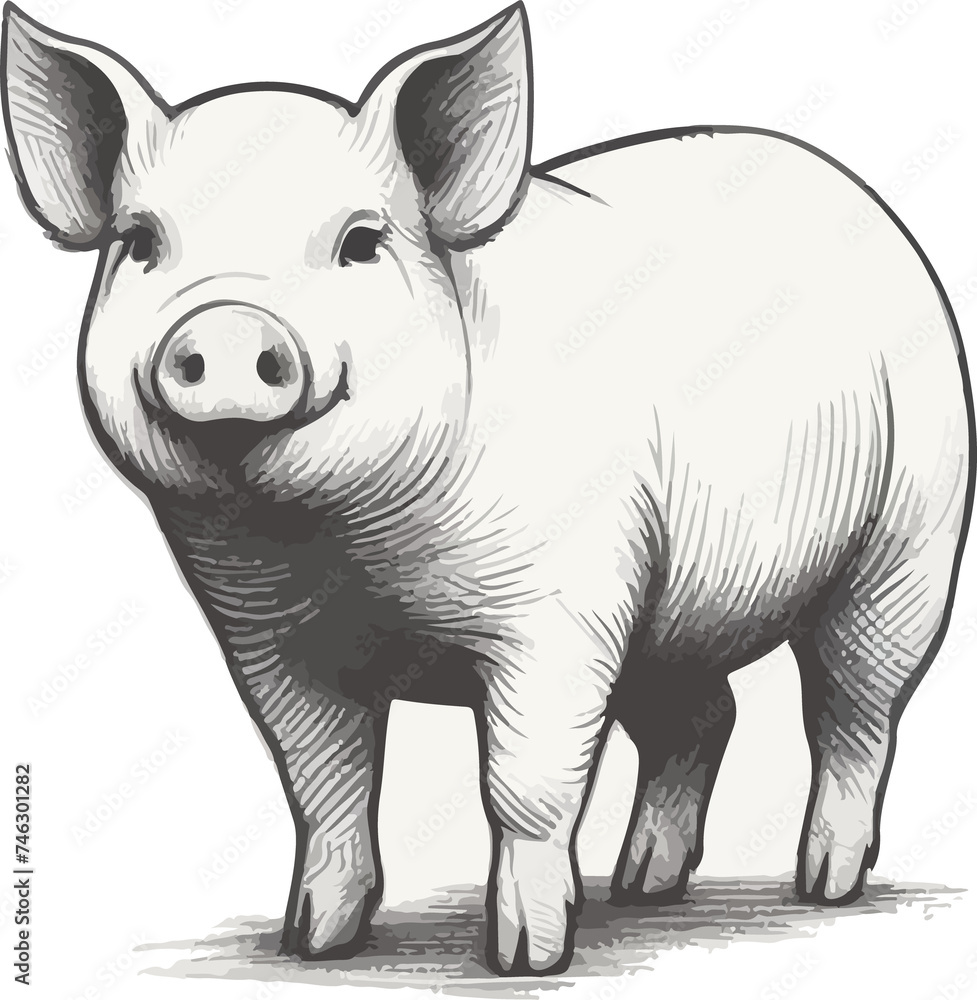 Fototapeta premium Pig illustration artificial intelligence generation.