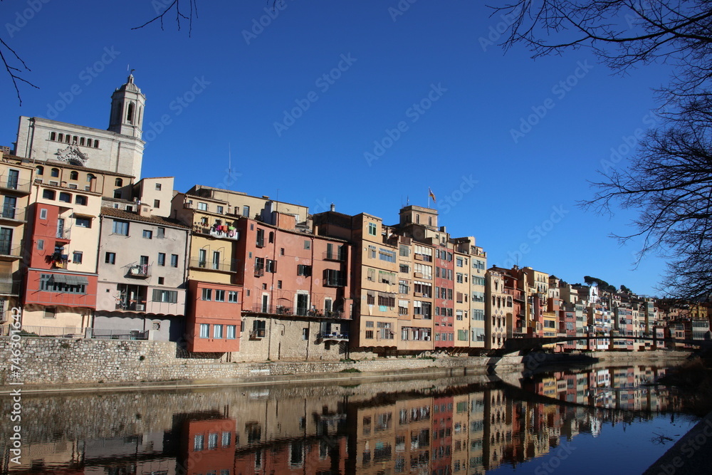 Tranquil Flow: The Oñar River Meandering Through Girona