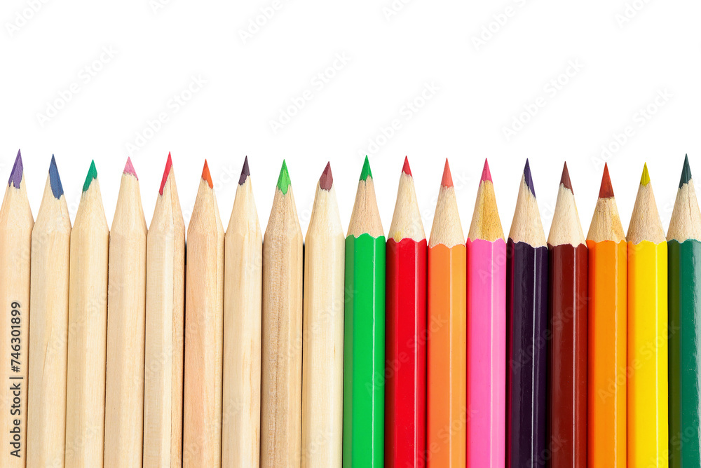 wooden colored pencil set on white background with clipping path. wooden colored pencil set on white background with clipping path.