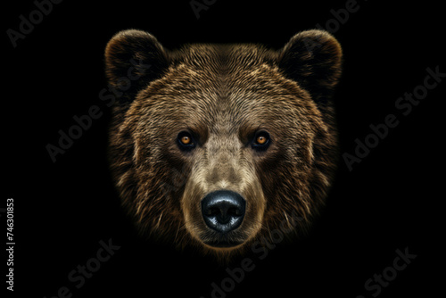 Portrait of a half bear on a black background.