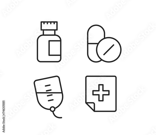 Medical icons set isolated on white background. Vector clipart