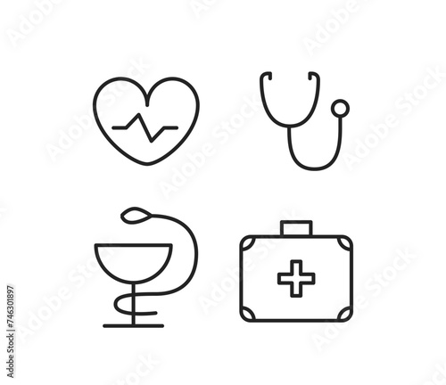 Medical icons set isolated on white background. Vector clipart