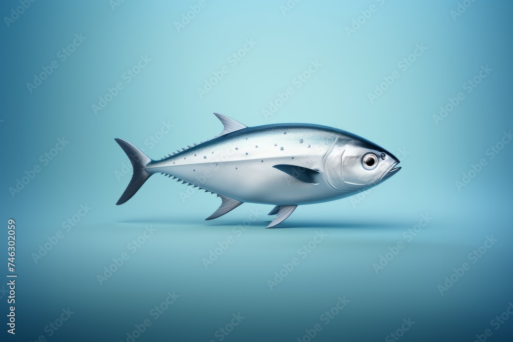 An illustration of a silver fish on a blue background. An illustration of a silver fish on a blue background.