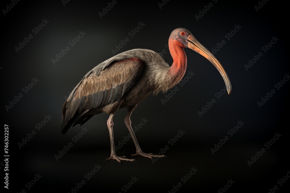 Fototapeta premium A bird with a rounded big beak on a black background.