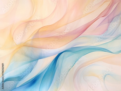 A colorful abstract painting with soft vibrant colors, silk flowing in wind.