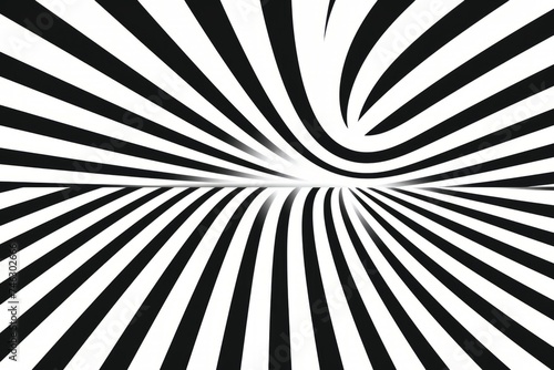 A black and white striped background with a spiral design, smooth vector lines. photo