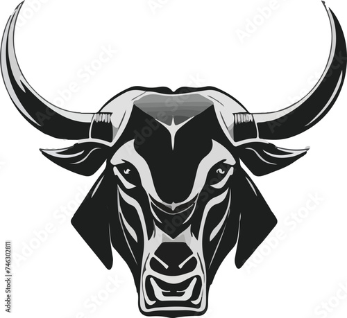 Bull face logo vector illustration scary art design.