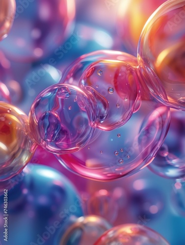 A close up of colorful soap bubbles. Generative AI.