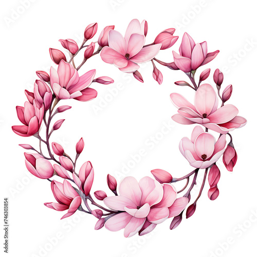 Tranquil Watercolor CompositionIsolated Pink Magnolia photo