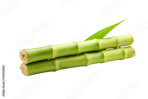 Three Pieces of Bamboo Stacked. Three bamboo pieces stacked on top of each other. The bamboo pieces are of varying lengths and size. On PNG Transparent Clear Background.
