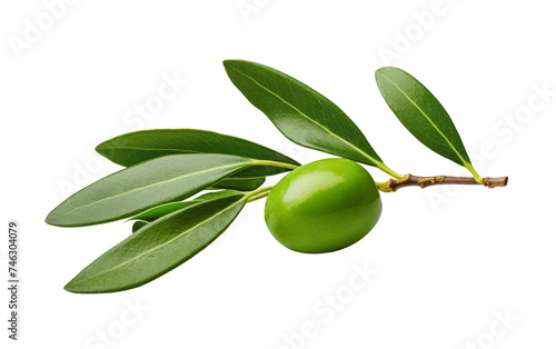 Branch With Green Olives and Leaves. A branch loaded with vibrant green olives and lush leaves. The olives are unripe bright green hue. On PNG Transparent Clear Background.